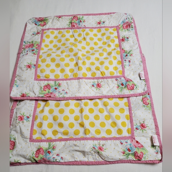 Rare Room Seven 2 Piece Sham Set Floral Print With Yellow Polka Dot's Boho Chic - Picture 5 of 10